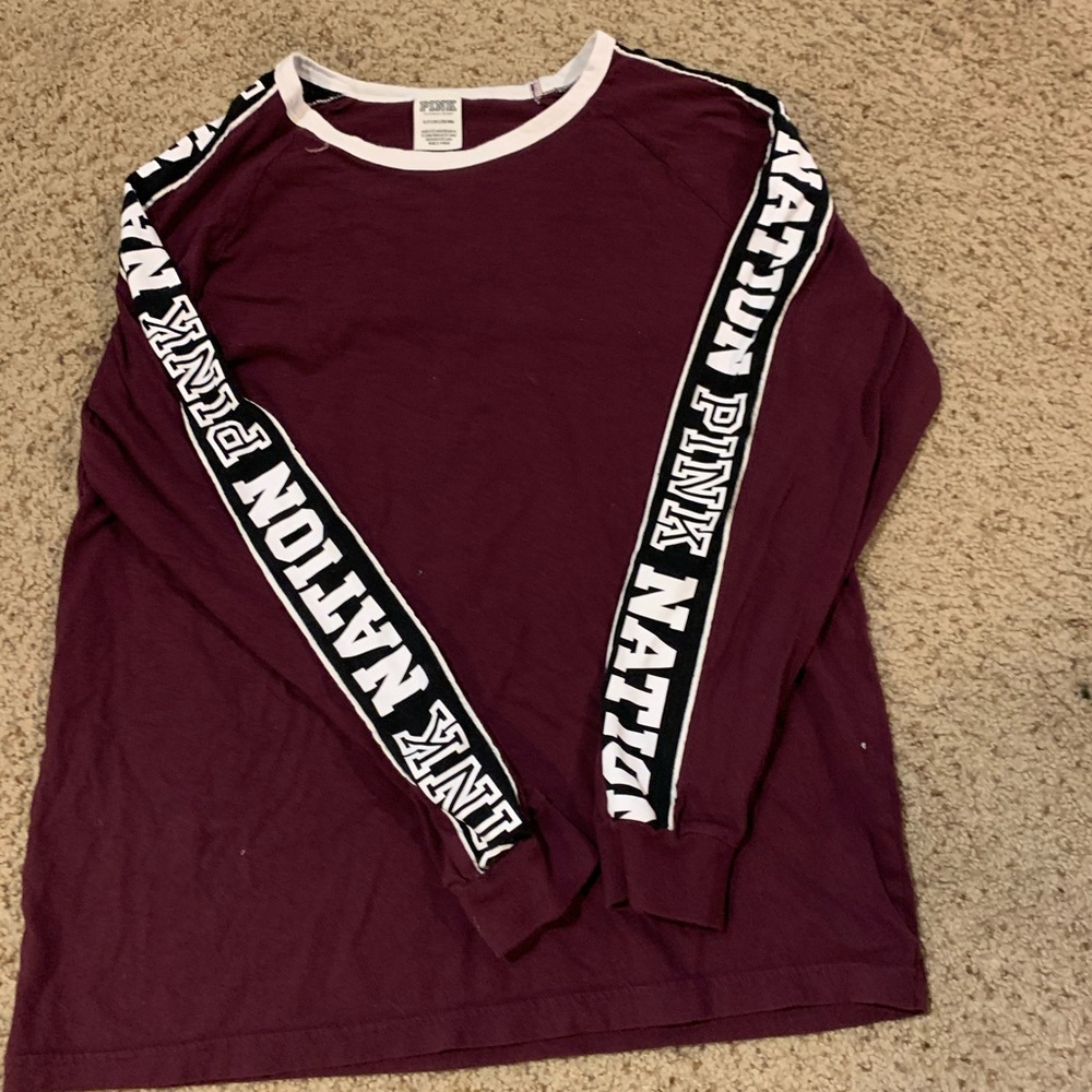 PINK Maroon Long Sleeve Shirt